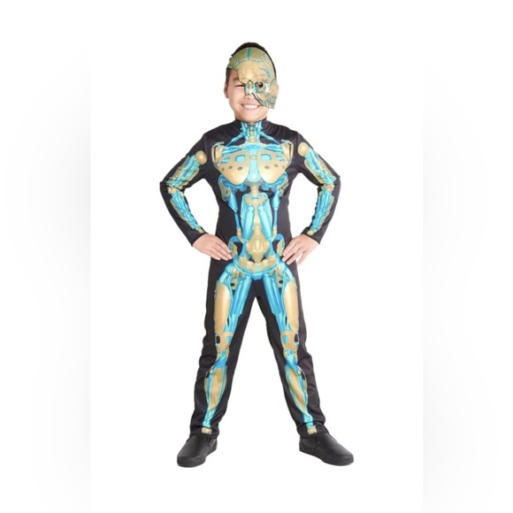 Disguise Other - Kids Robot Skeleton Halloween Costume Jumpsuit with Mask - 8 Medium